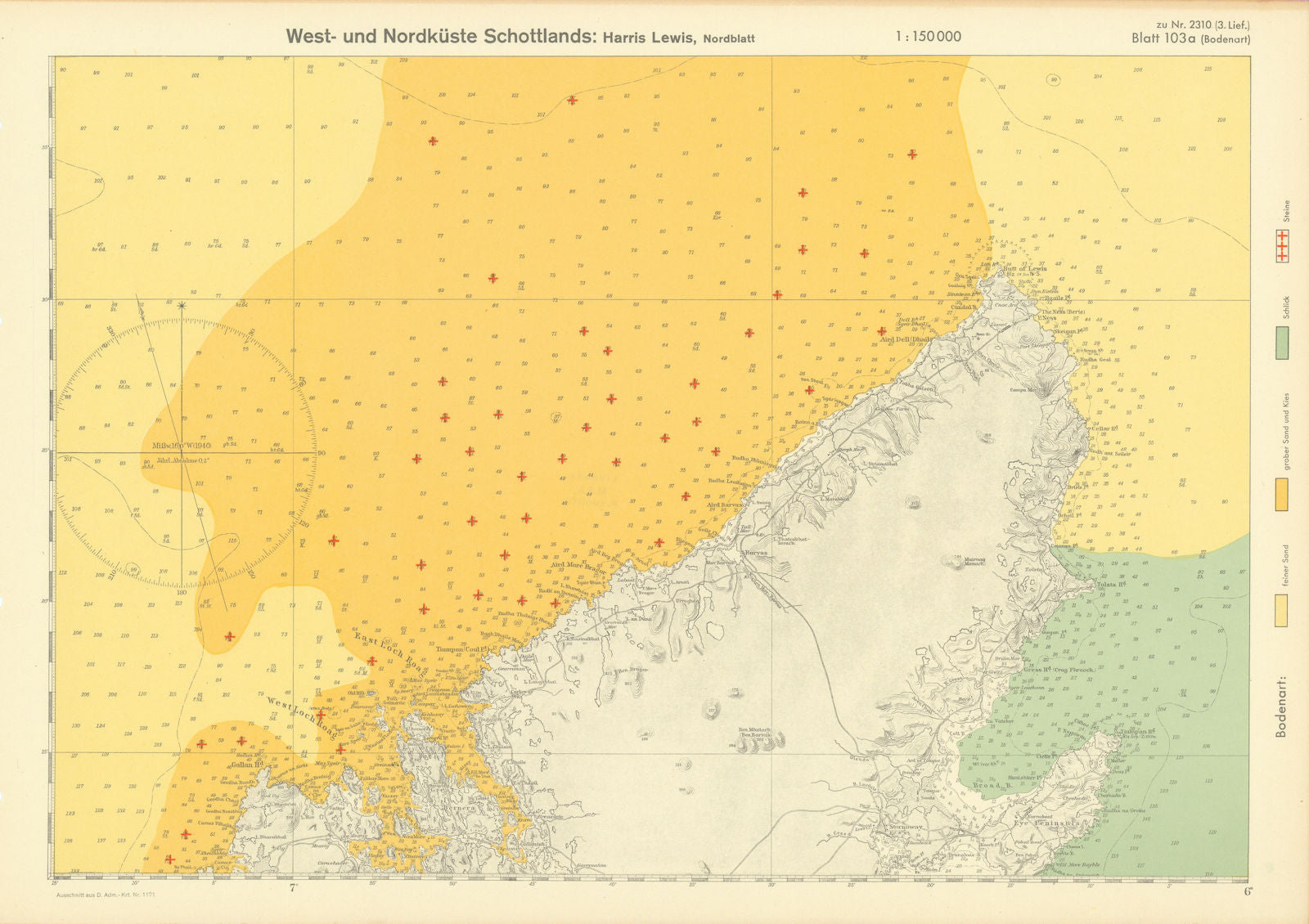 103a. Lewis north sheet. Hebrides Ross-shire. KRIEGSMARINE Nazi map 1940